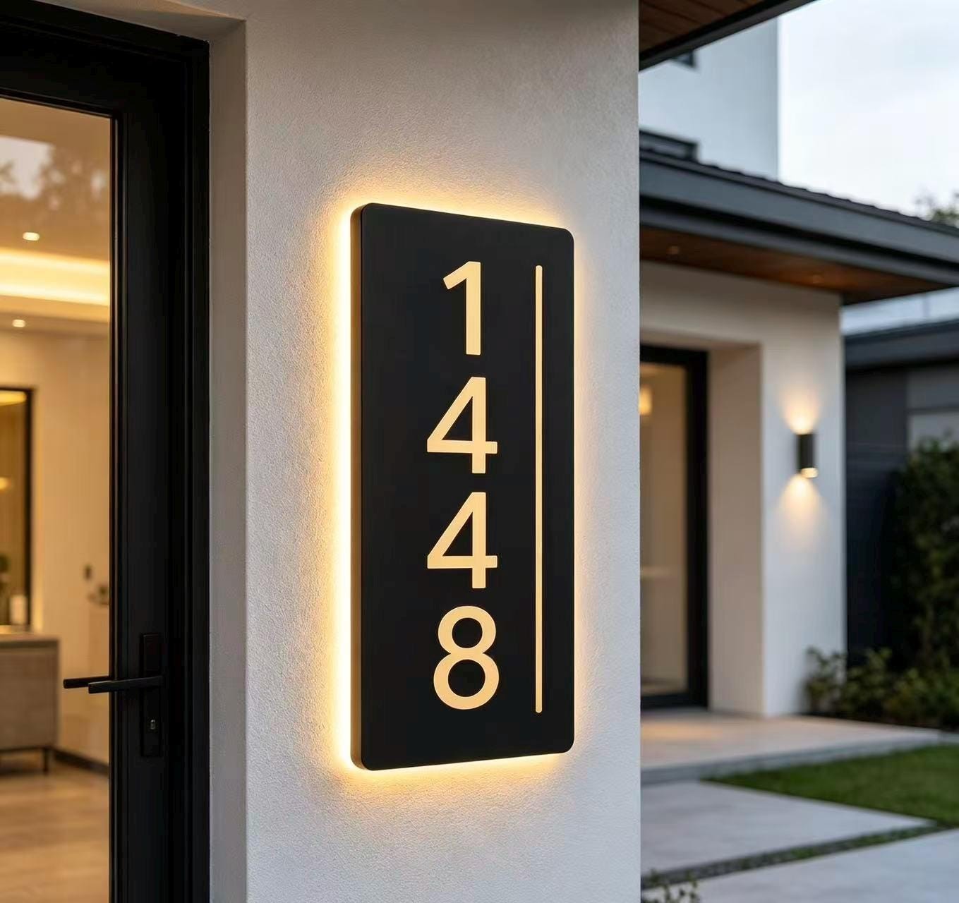 Custom LED House Number Sign, Backlit Outdoor Address Plaque