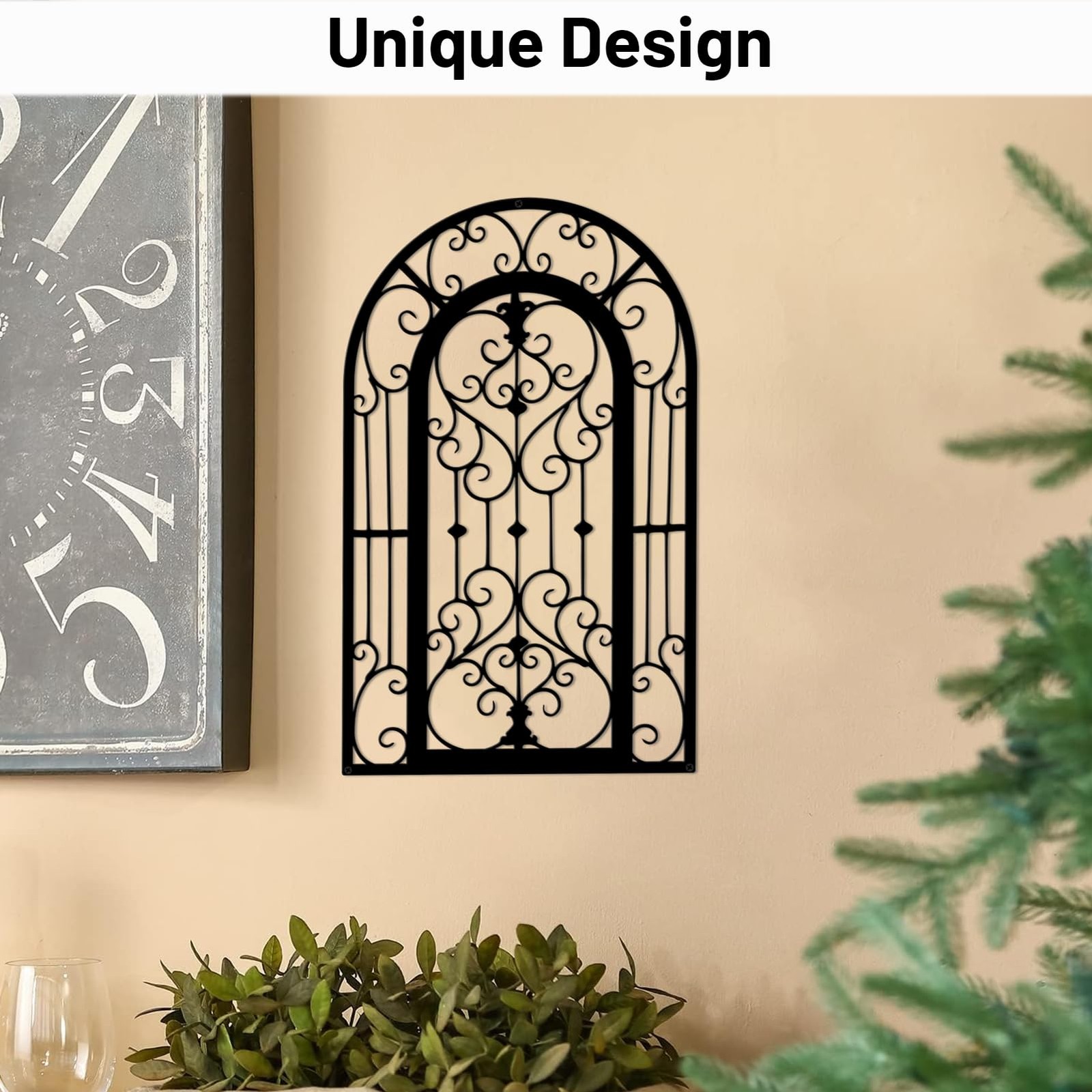 Metal Scroll Wall Decor – Window Arch Wall Art,Wall Panels with Carved Wrough…