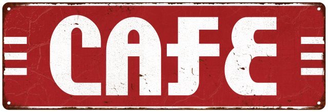 Café Red Restaurant Diner Food Vintage Look Metal Sign 106180069008