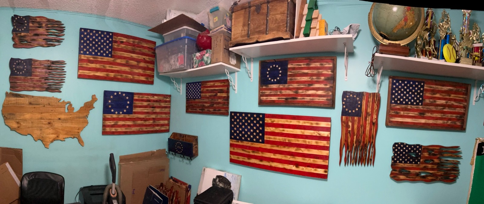 Rustic War Torn Spirit of 1776 American Flag 12 x 23
