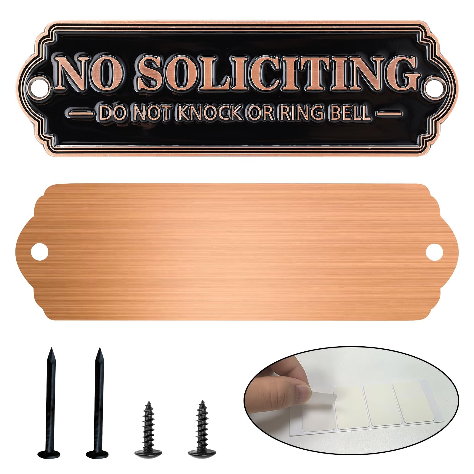 Brass No Soliciting Sign, Sign for House 5 x 1.6 inches,