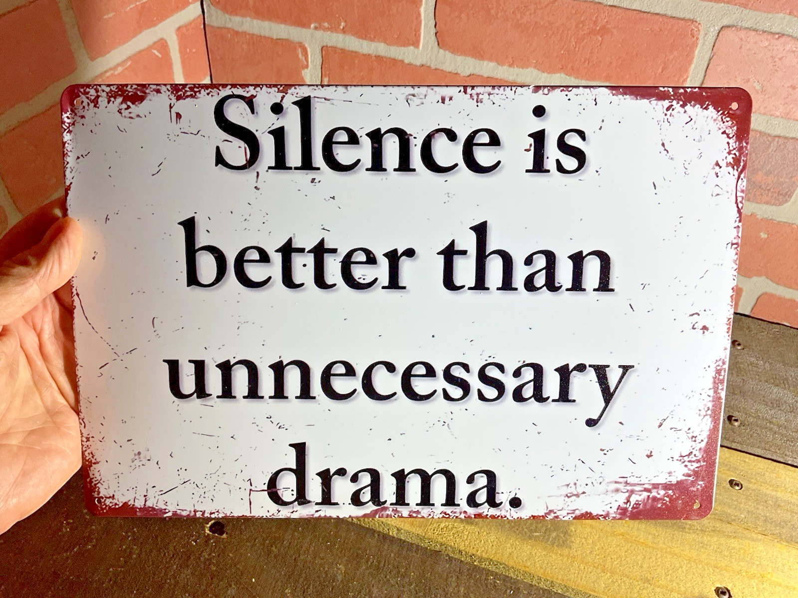 12″x8″ Patina Style “Silence is better than” inspirational sign…Ships Free!