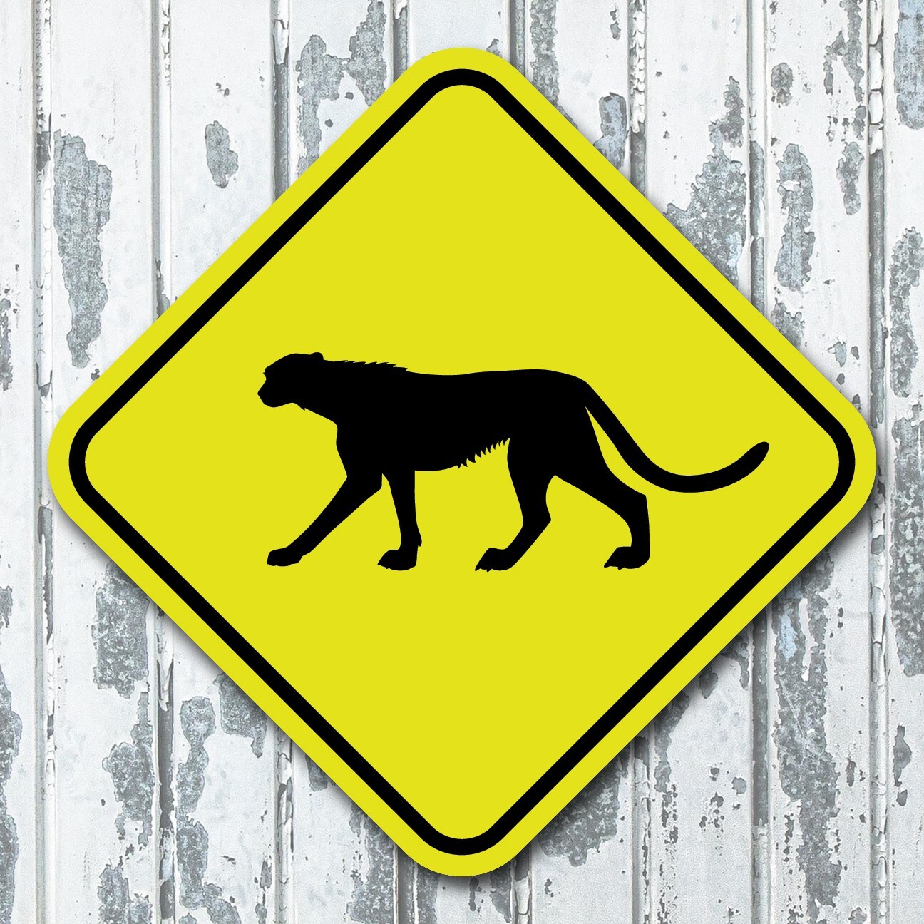 Cheetah Crossing ~8″ Diamond Yellow Aluminum Road Street Trail Sign Gift Decor