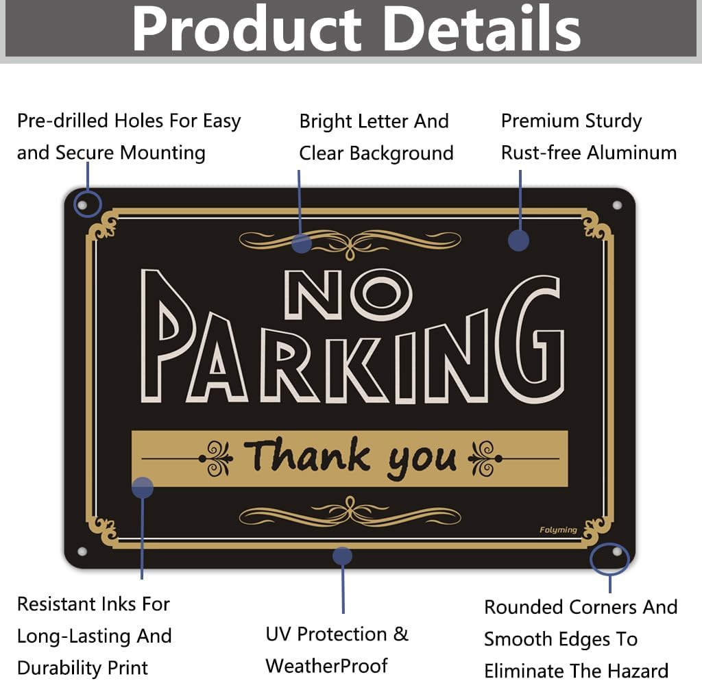 2 Pack No Parking Thank You Signs 12 X 8 Inches Metal Do Not Park Signs Reflecti