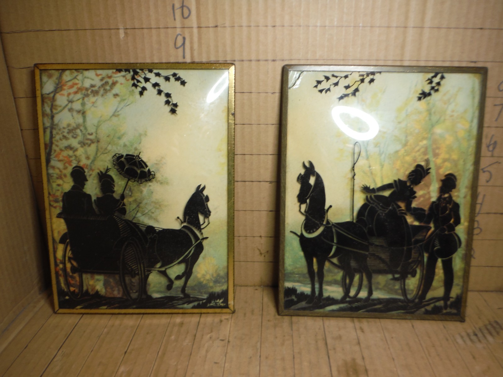 vintage lot of 2 silhouettes