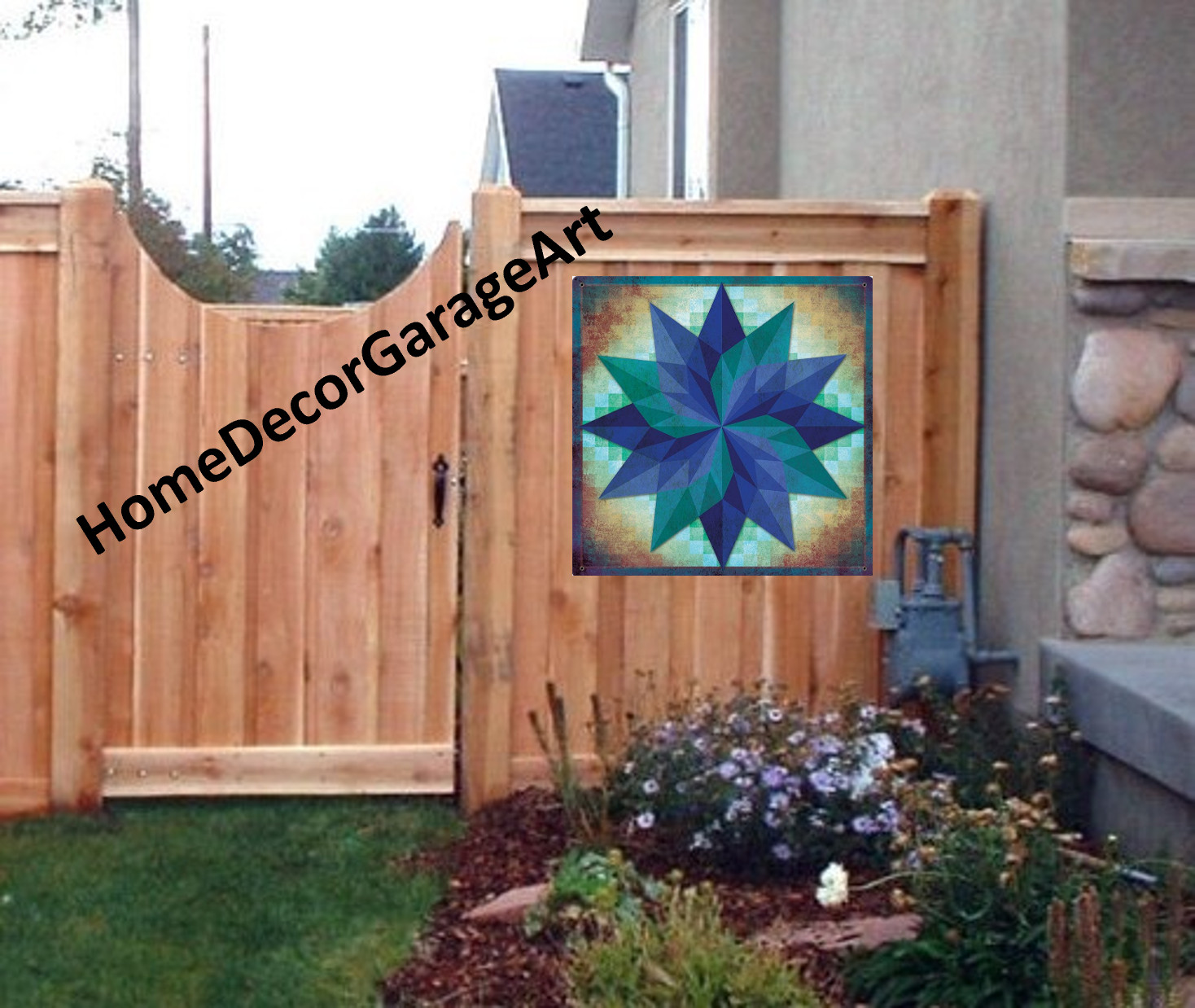 Barn Quilt Art Metal Sign, Dahlia Pinwheel, Dutch Amish Design, 9 Sizes