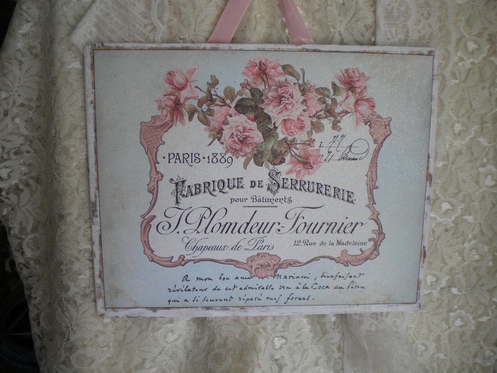 Shabby Chic French Country Hanging Wall Plaque