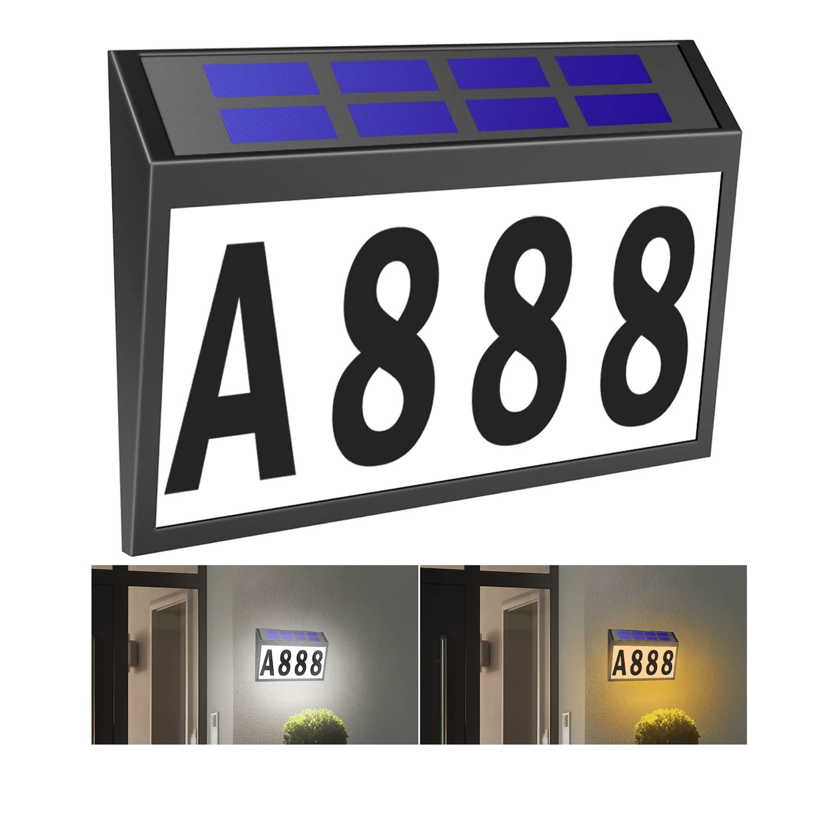Solar House Numbers Light, T-SUNUS Lighted Wall mounted, Warm White &