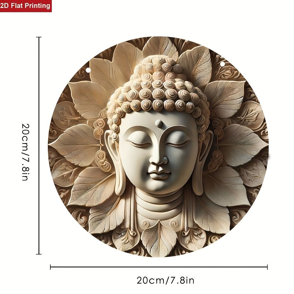 Buddha Zen Floral Metal Sign Round Meditation Yoga Wall Hanging Decoration Gift