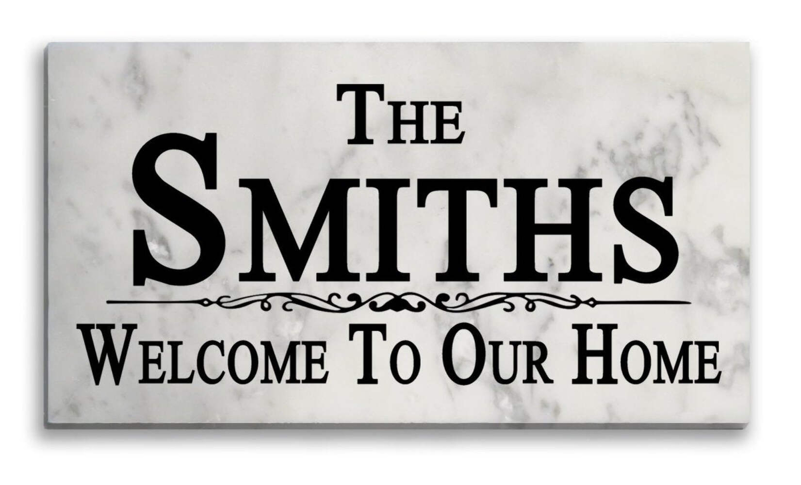 Personalized Family Name Welcome Sign – Solid Marble