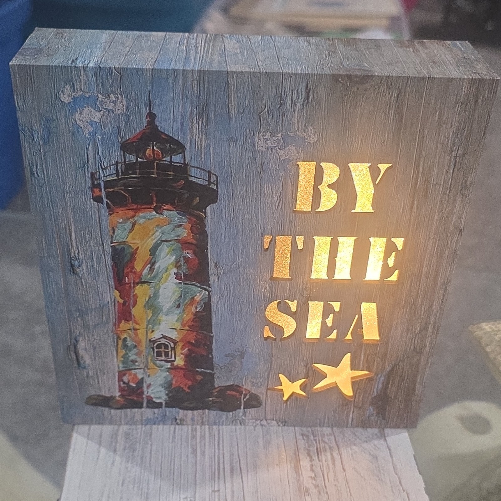Rest & Co. LED Lighthouse Beach Wood Decorative Plaque Wall Mounted Freestanding