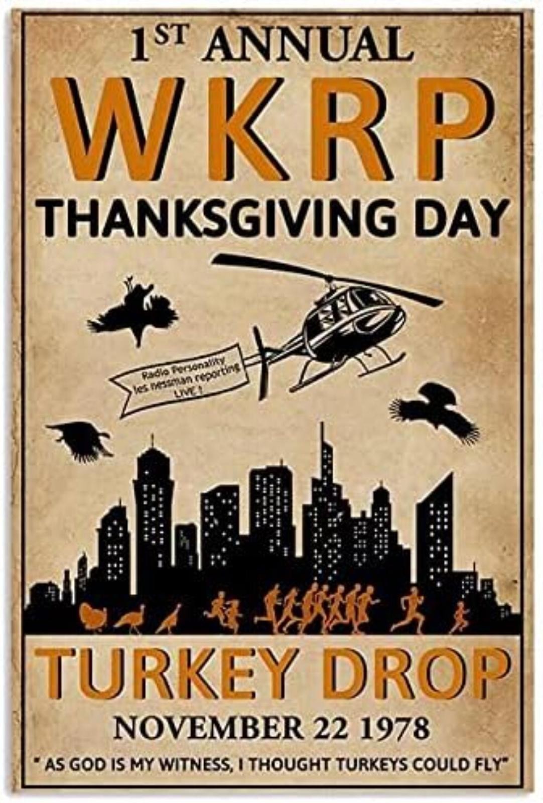 Metal Tin Sign Airplane And Turkey First Annual Wkrp Funny Aluminum Sign 8×12