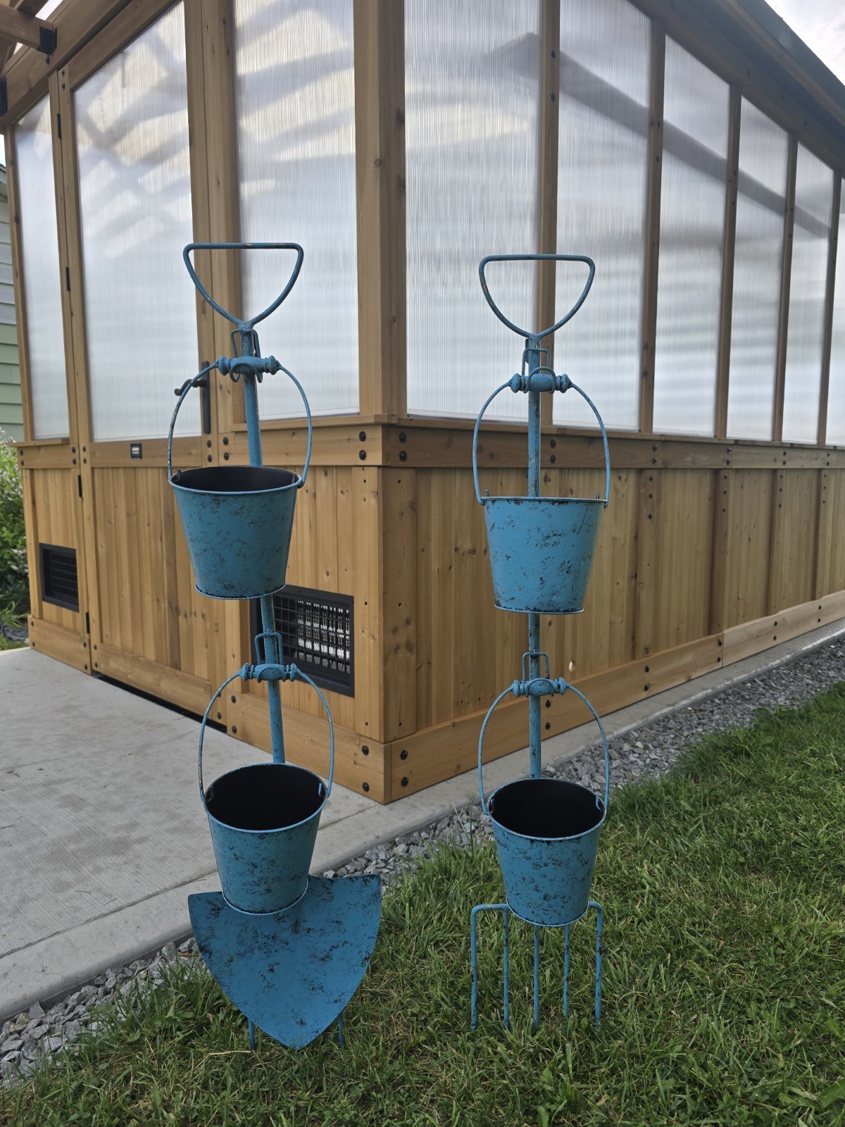 Garden Tools Wall Or Ground Art With Buckets
