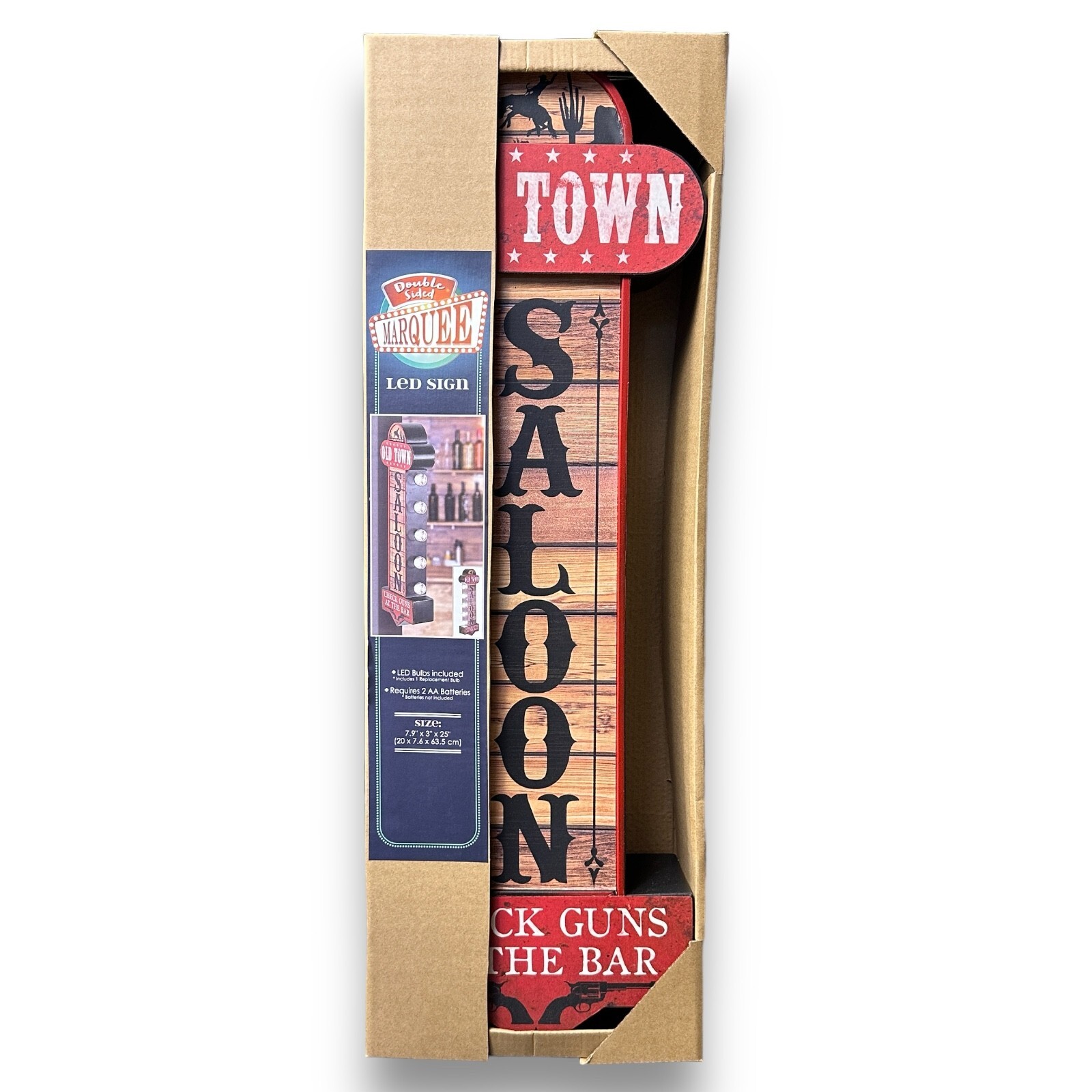 Saloon Double Sided Vintage Inspired 25″ Battery Operated Marquee LED Sign