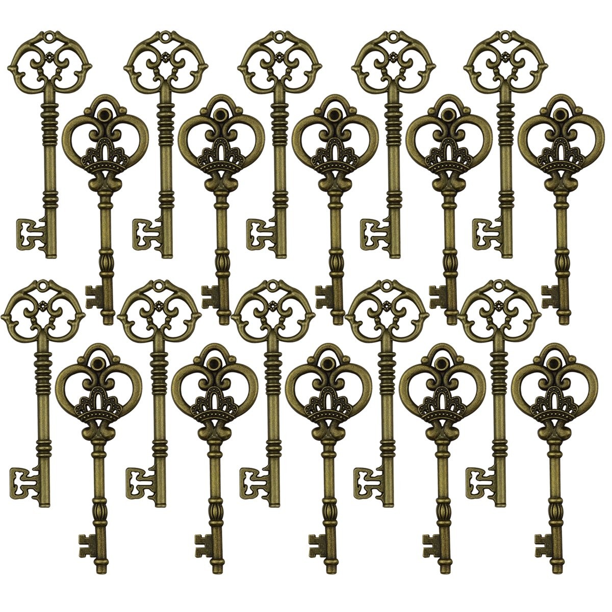 Gutapo 20 Extra Large Antique Bronze Finish Skeleton Keys Rustic Steampunk Ke…
