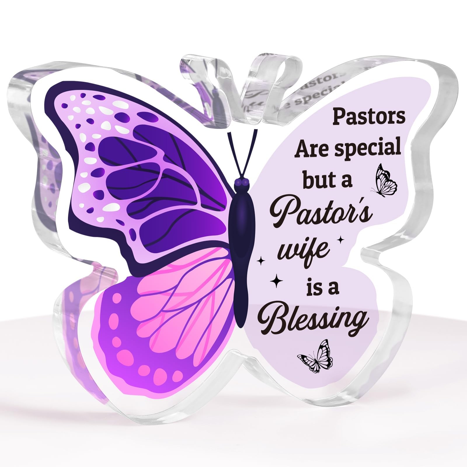 Pastor Appreciation Gift, Butterfly Engraved Plaque, Thank You Present, Purple