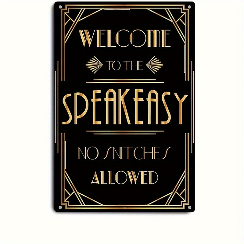 Art Deco Welcome to the Speakeasy Retro Metal Sign Prohibition Bar Lounge Decor