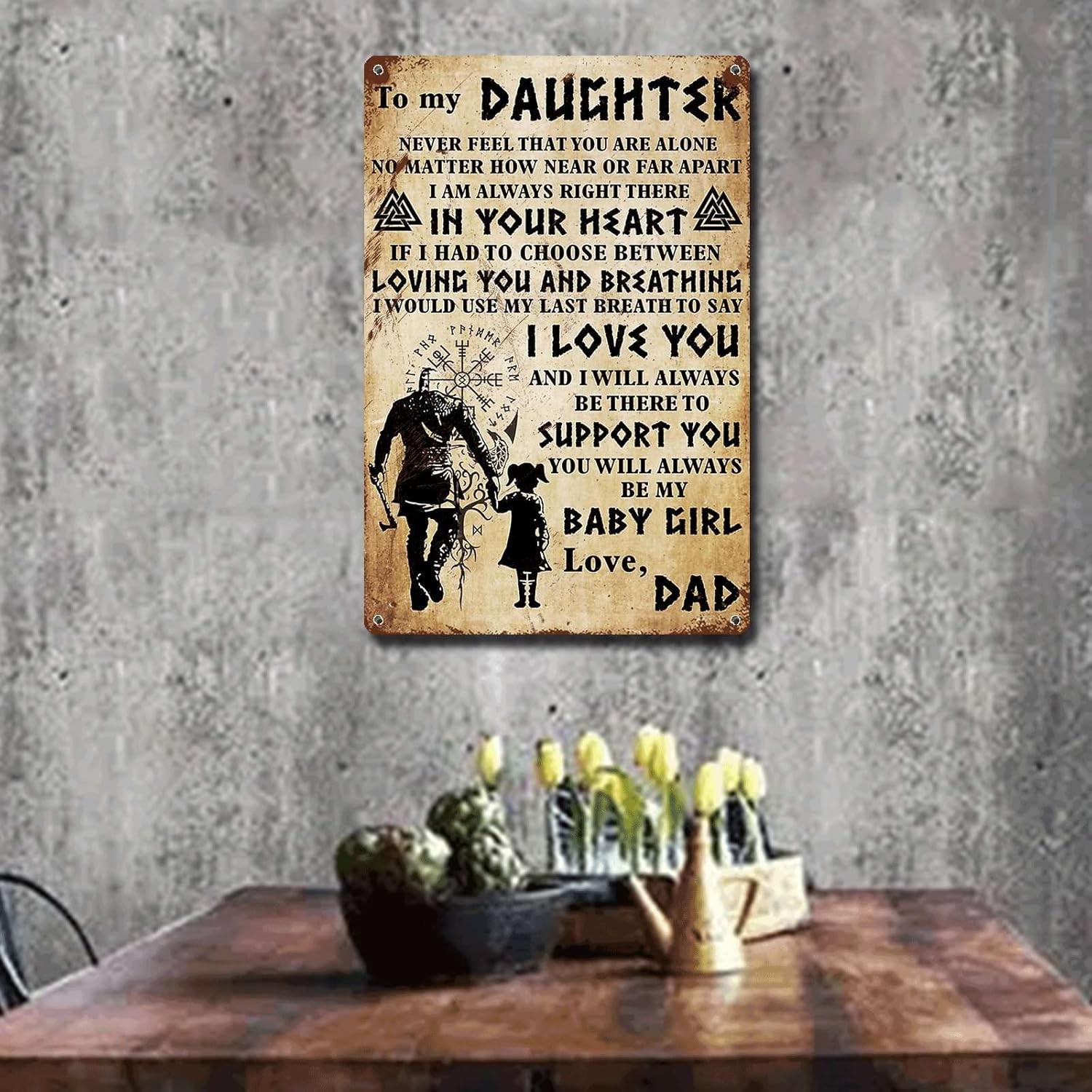 Tin Metal Signs Viking To My Daughter Love DadDad And Daughter Home Store Home