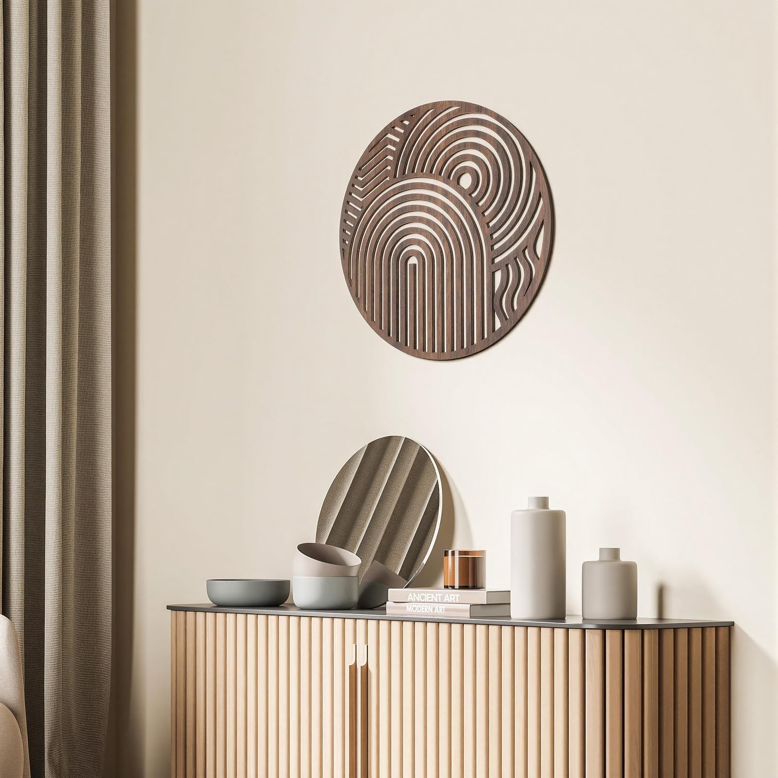 Mcm Decor Mid Century Modern Wood Wall Art Small Walnut Geometric Wall Sculpt…