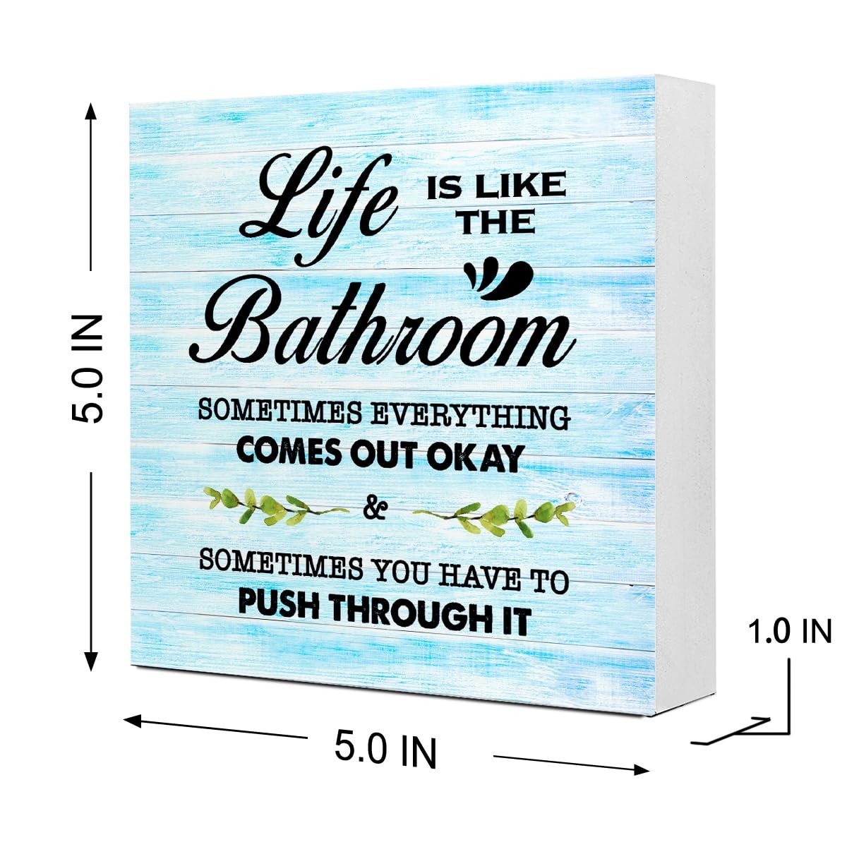 Blue Wood Life is Like The Bathroom Wooden Box Sign Desk Decor,Funny Bathroom…