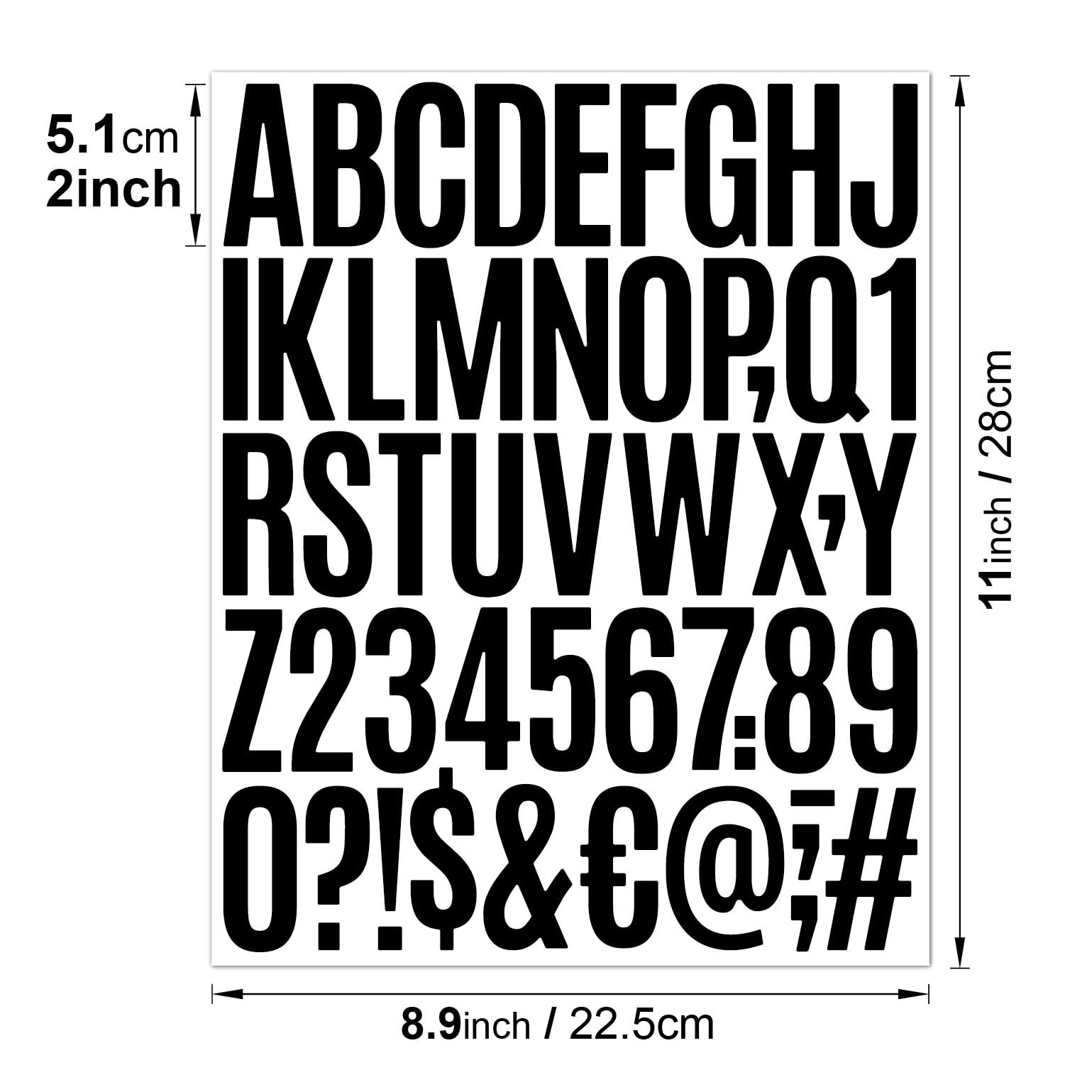 2 Inch Black Vinyl Sticker Decal Set 500 Pcs Letter Number Symbol Stickers