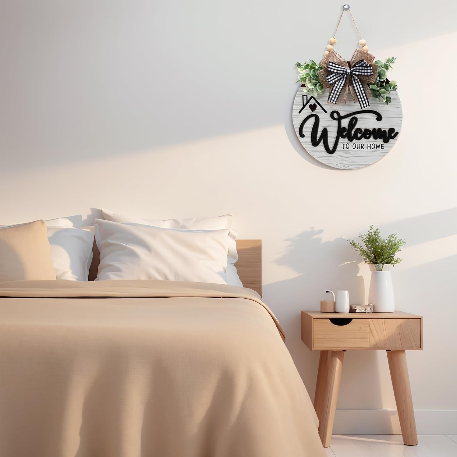 12 Inch White 3D Farmhouse Front Door Welcome Sign Decorative Home Decor