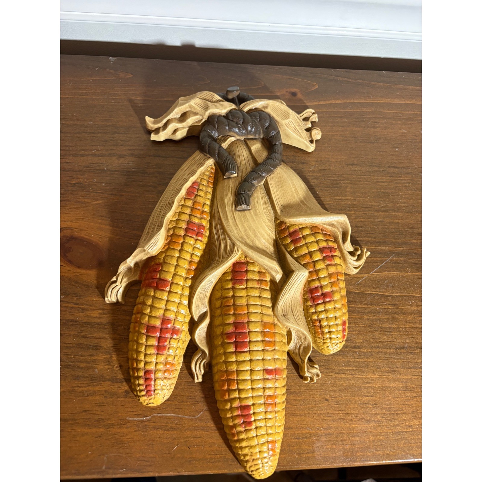 Vintage 1971 Burwood Products Indian Corn Wall Hanging Plaque 2500-1 Made in USA