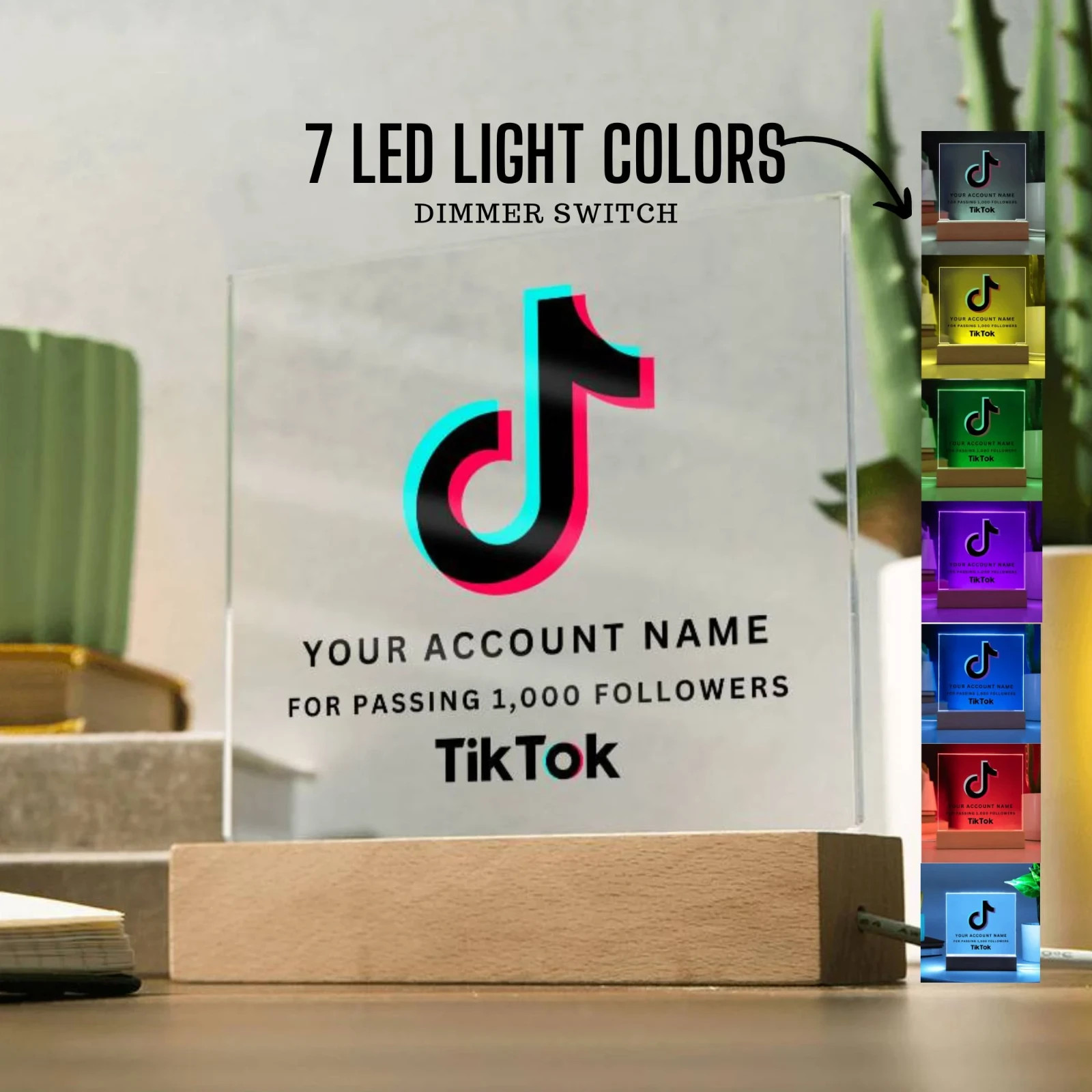 TikTok Award Acrylic Custom Plaque LED RGB Lamp, Personalized Gift For TikToker