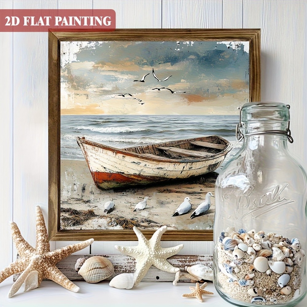 Retro Boat Seagull Beach Wooden Sign Vintage Coastal Decor Nautical Cafe Gift