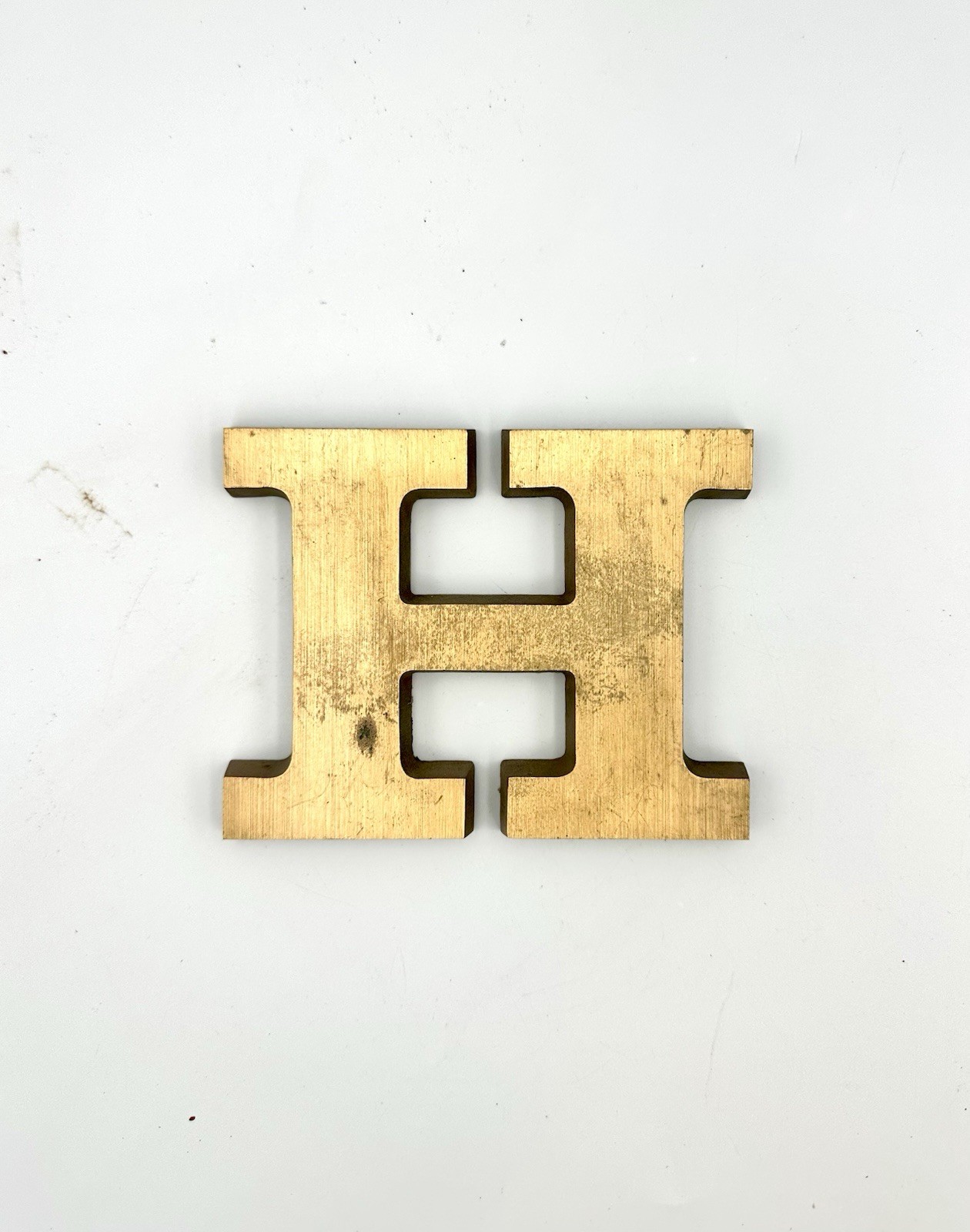 4″ Solid Brass H Alphabet Letter x .5” in Thick, Heavy, 1/4-20 Mounting Threads