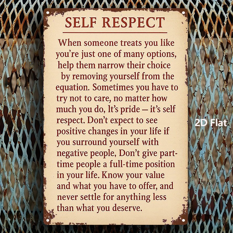 Metal Sign Self-Esteem Motivational Slogan 8X12 Inches Wall Art