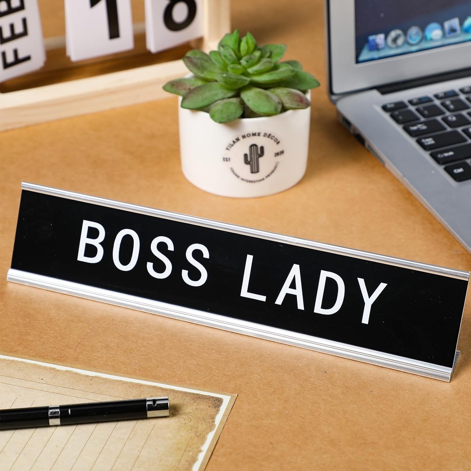 Black Desk Plaque – 10×2 Inches Funny Sign for Office, Ideal Coworker Gift
