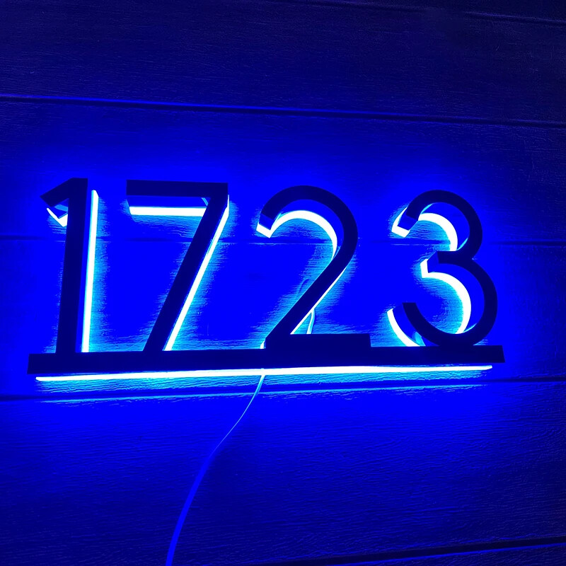 LED House Number Light Home Door Plates Illuminated Letter Sign Address Plaque