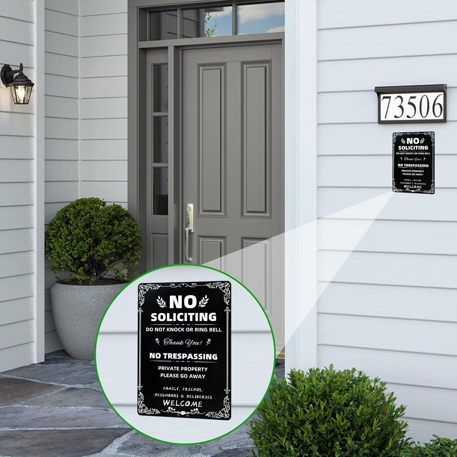 Daily Decorative Signs No Soliciting Chic Metal Signs for Outdoor Yard Signs or