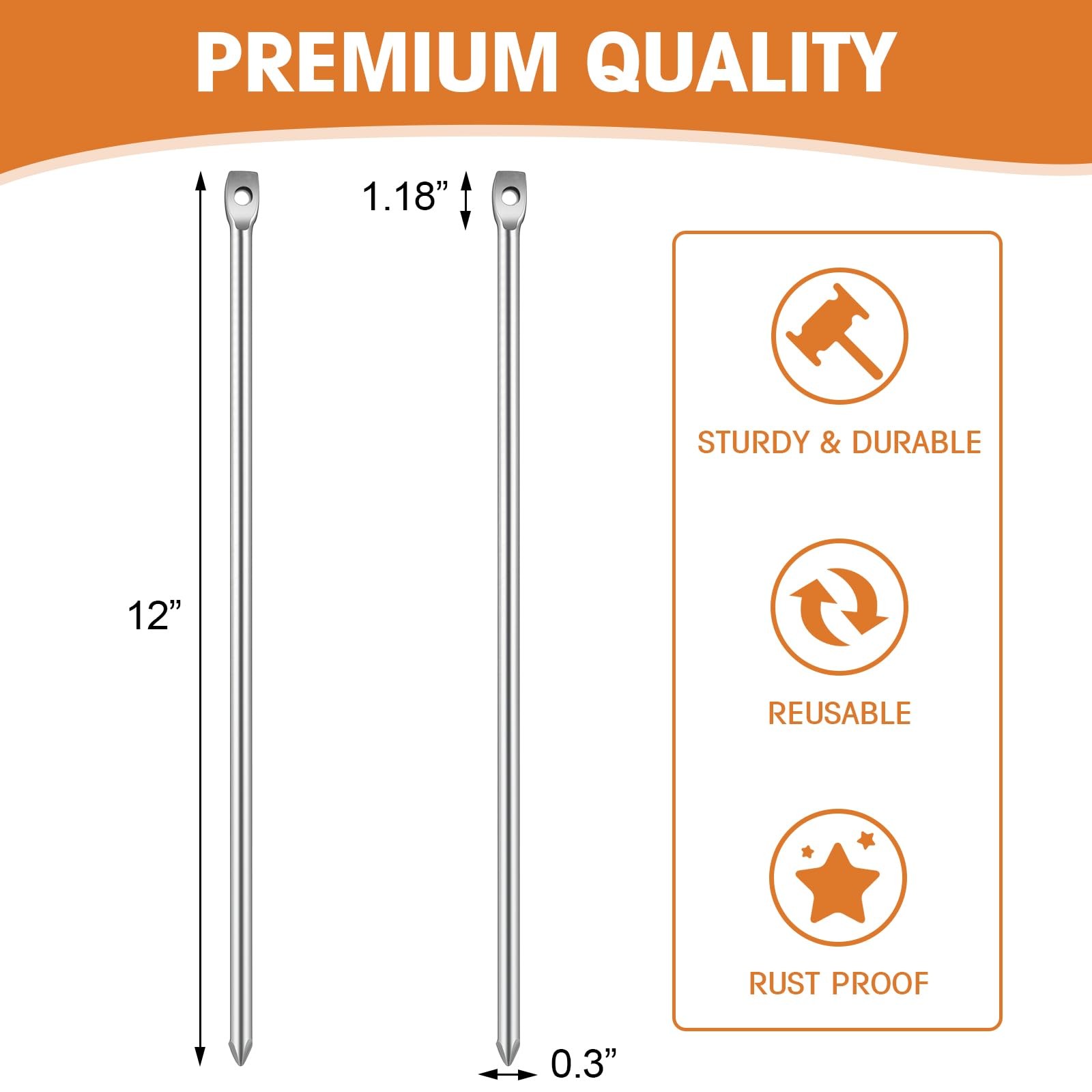 4 PCS Metal Yard Sign Stakes Ground Lawn Support 12″ Long 0.3″ Thick Wrench