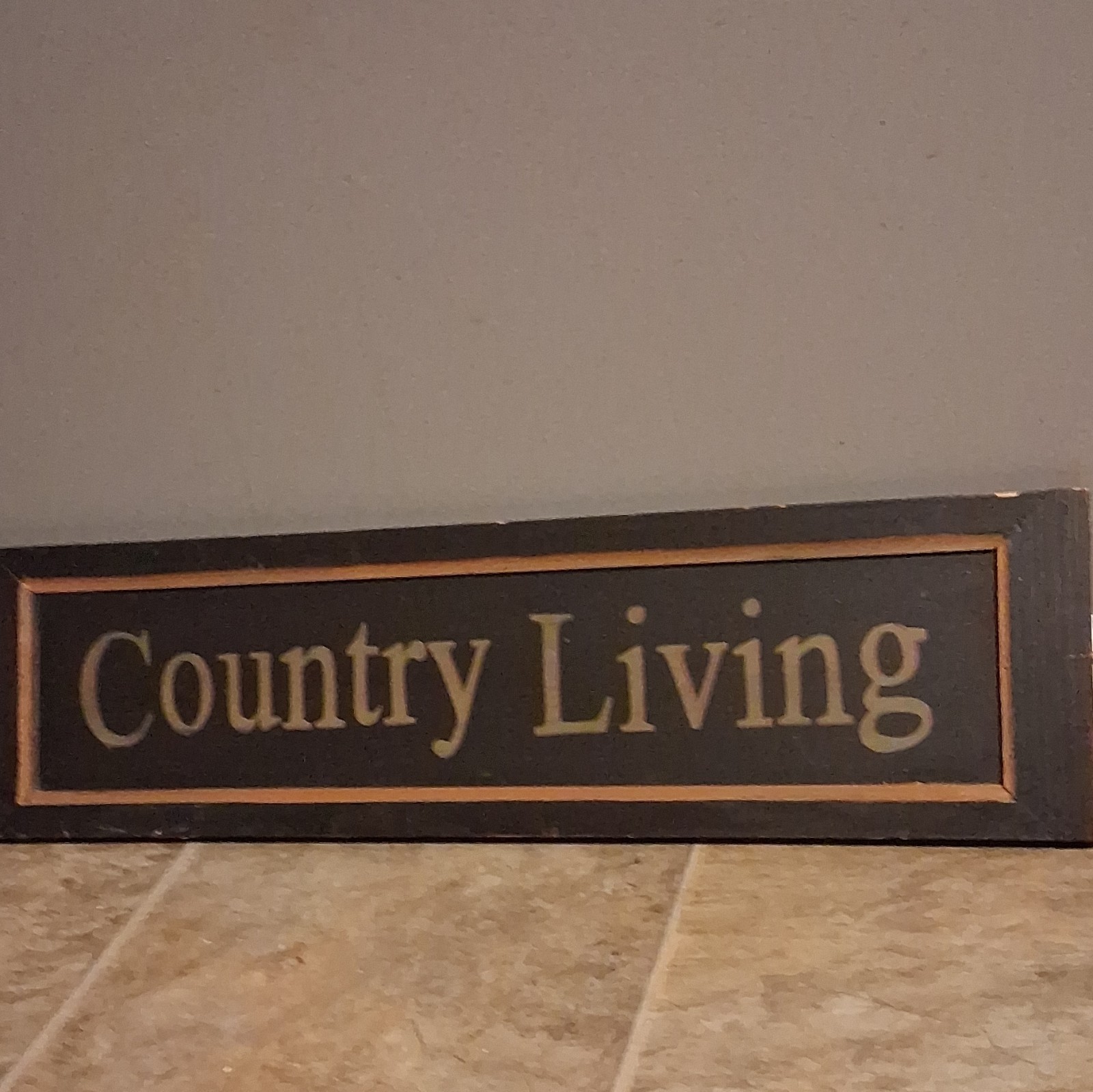 Country Living Painted Wood Wall Sign, Black Tan, Rectangle Horizontal