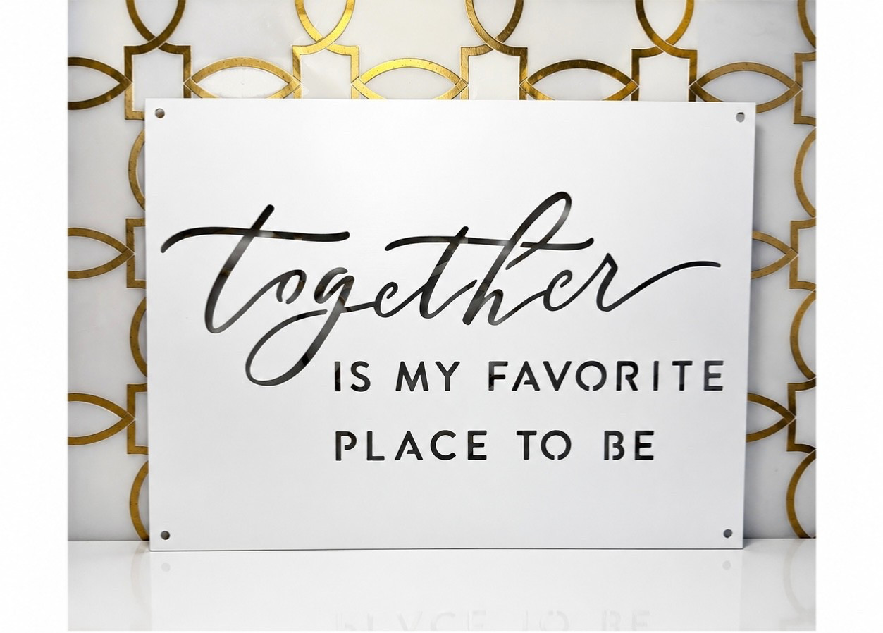 Magnolia Store Metal Decor Sign – White | “Together Is My Favorite Place To Be”