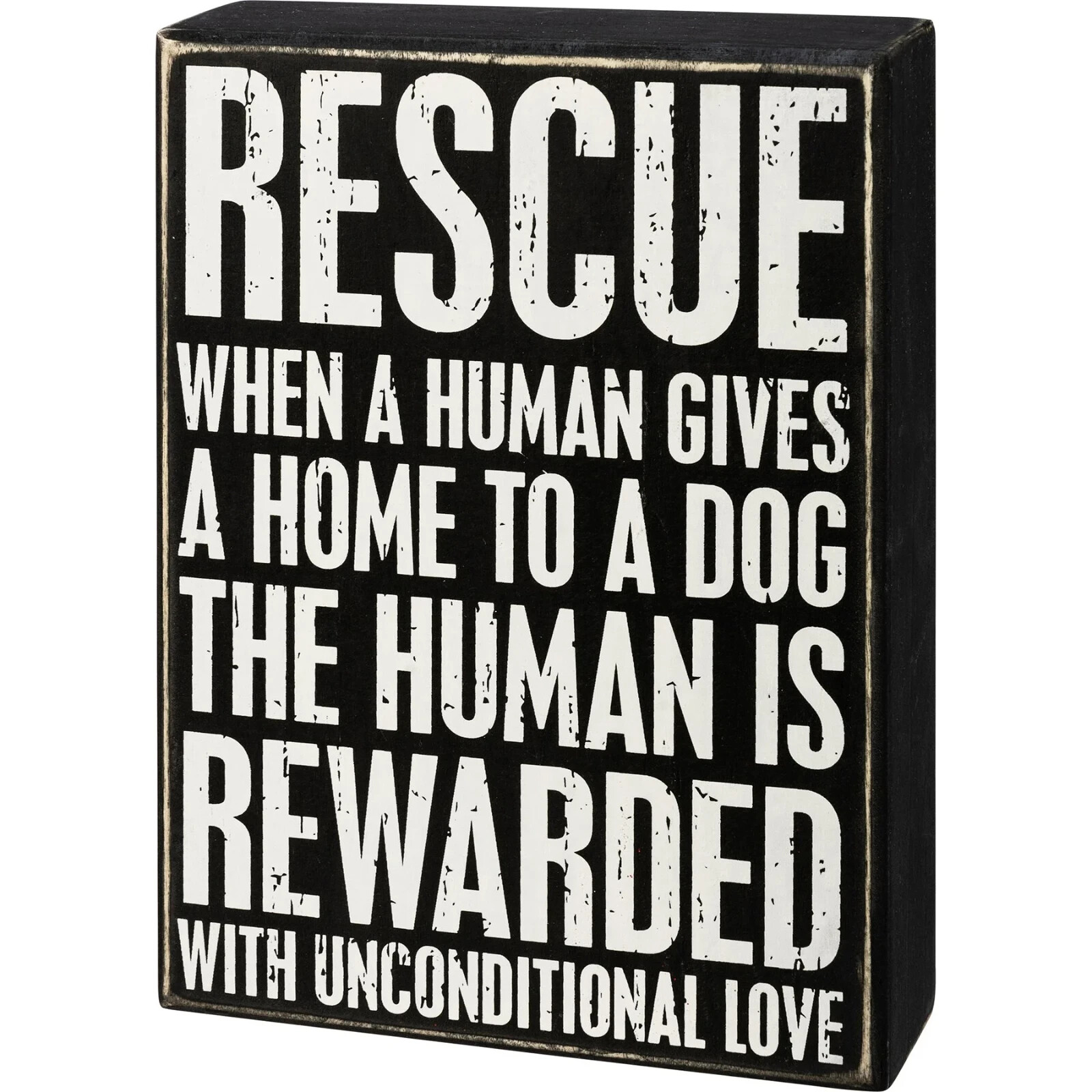 Primitives By Kathy Box Sign Dog Unconditional Love Rescue 5.75 x 8 x 1.75in NEW