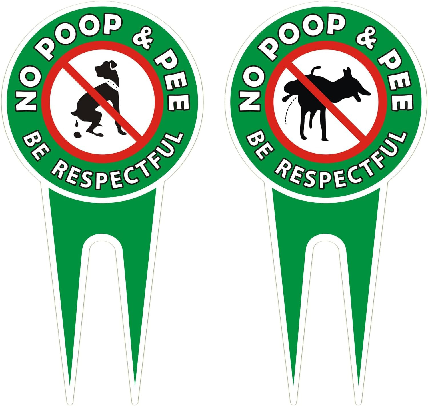 No Pooping Dog Signs for Yard, 2 Piece Aluminum Double Sided Printing 11.8 X
