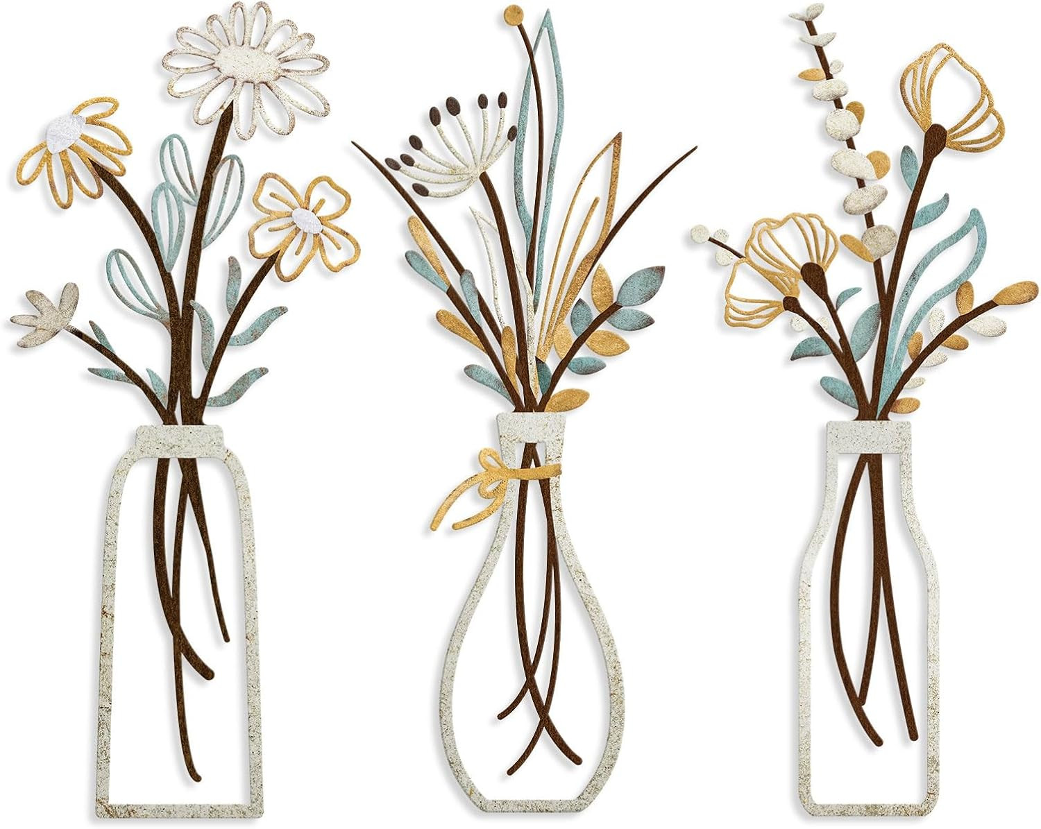 Metal Flower Wall Art Set – Rustic Minimalist Decor for Home and Gifts