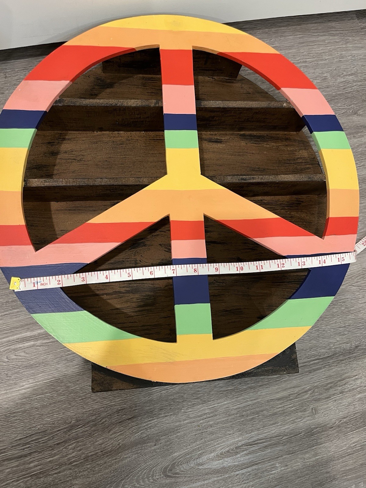 Peace Wood Shelf Sit Or Hang 18” | Colorful Pride Peace Shelf