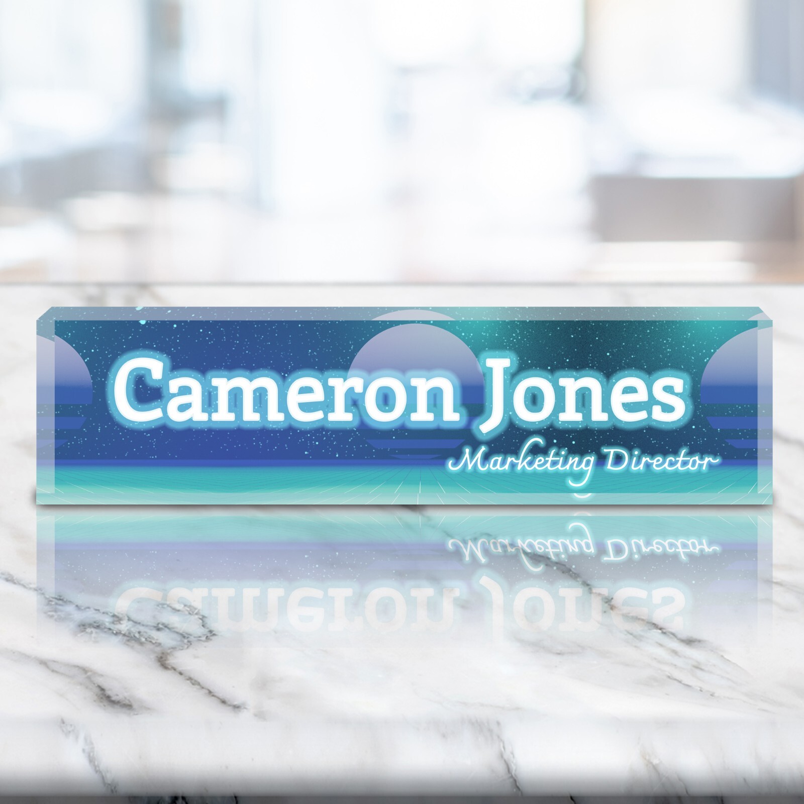 Retro Neon Custom Acrylic Desk Plate Personalized Name Design VWAQ ACS63