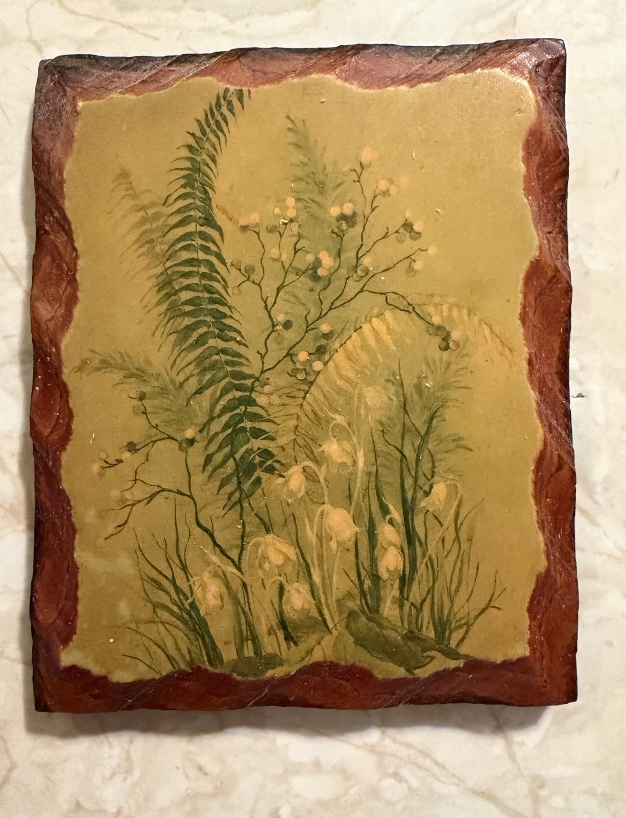 Vintage Rustic Botanical Wood Wall Plaques Set of 2 Cottagecore Floral Decor