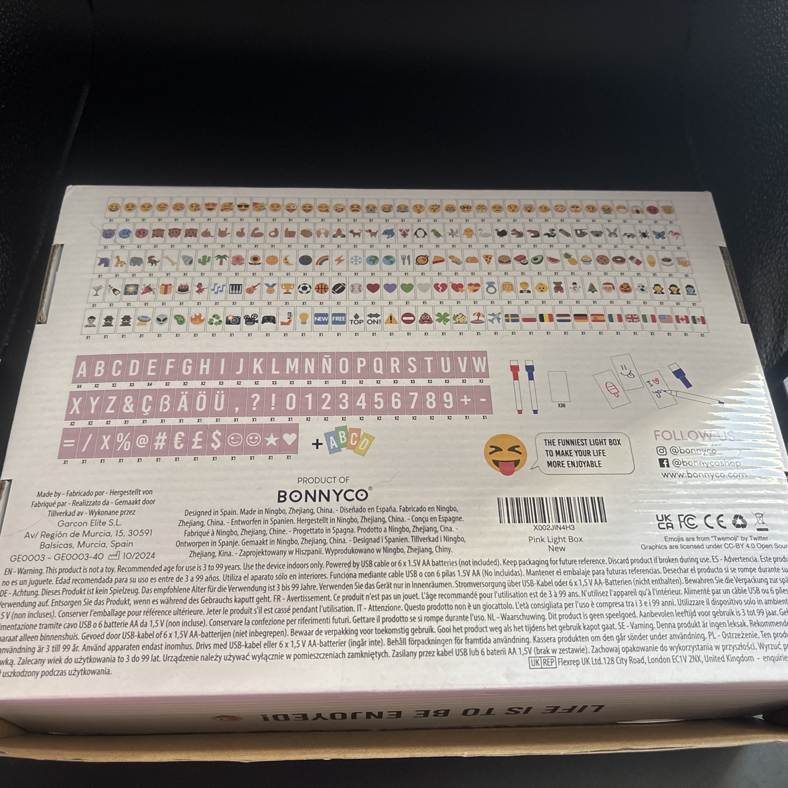 Pink Cinema Light Box with Letters & Emojis & 2 Markers – BONNYCO | Led