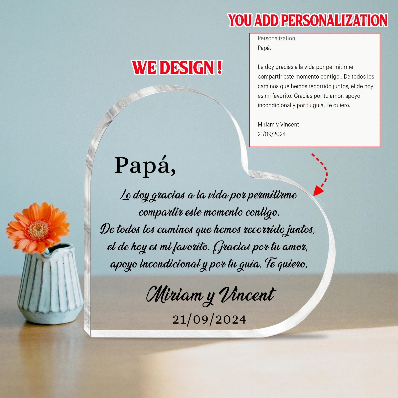 Custom Heart Shape Acrylic Sign, Personalized Photo Stand Memorial Keepsake Gift
