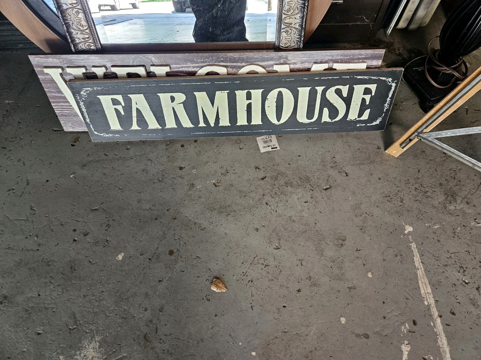 Farmhouse Distressed Wood Sign, Black & White, Rectangle Horizontal Lettering
