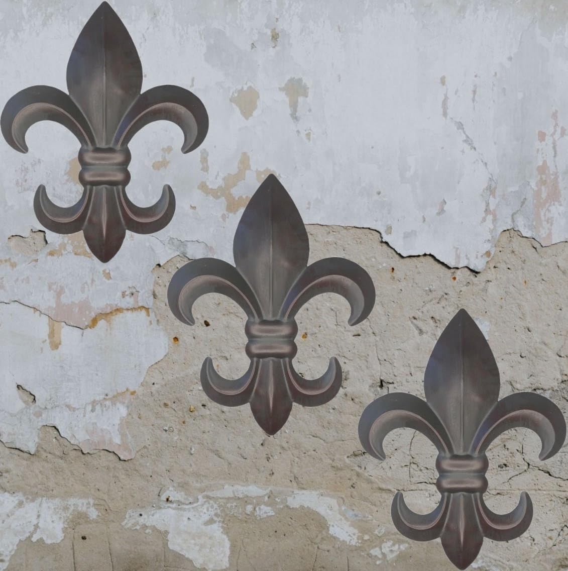 Large 10″ Metal Fleur De Lis Wall Decor Art (3 Pack) – New Orleans Style Fren…