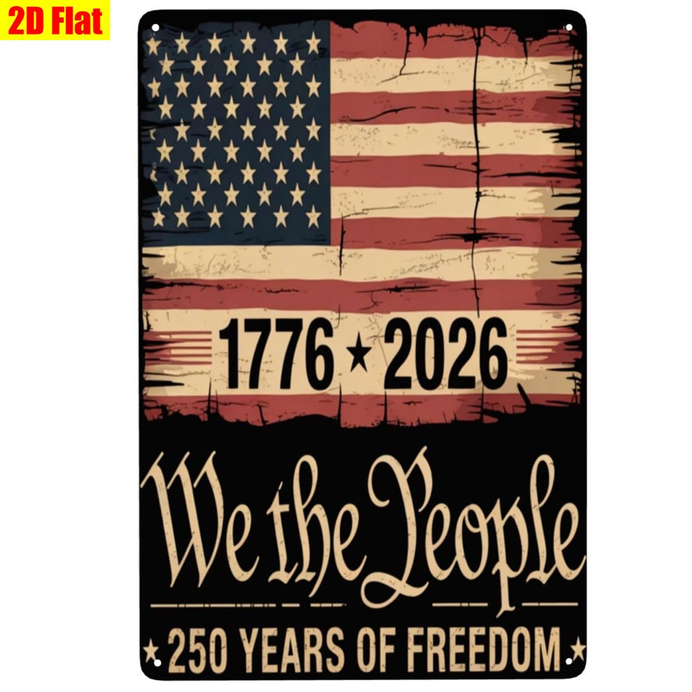 250 Years of Freedom Metal Sign American Flag Patriotic Wall Decor for Man Cave