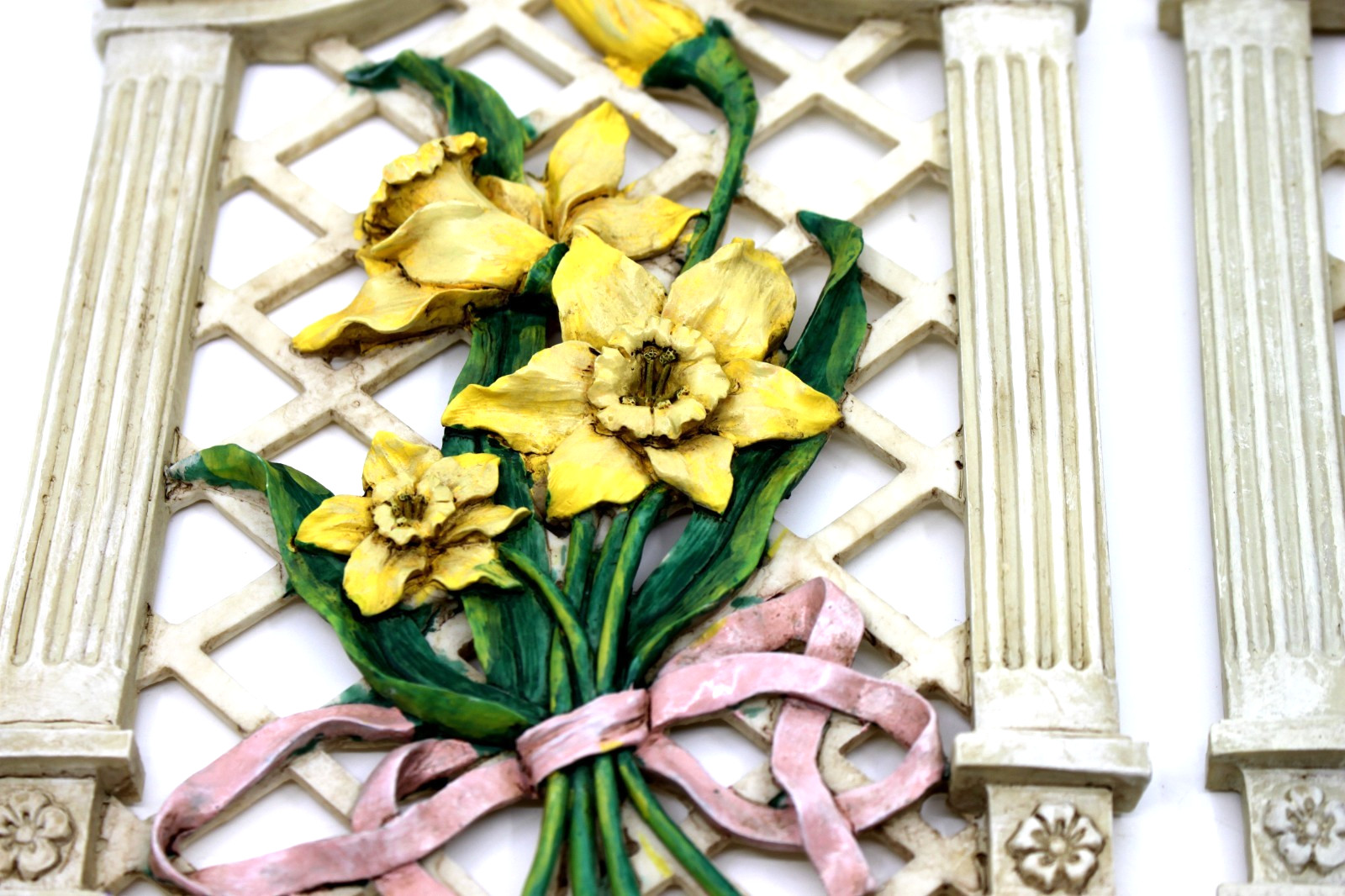 Set of 2 Vintage Garden Path Floral Resin Wall Art Plaque 13.5″ x 6″in