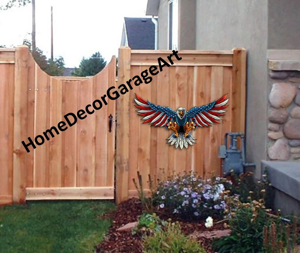 United States Bald Eagle with Flag Wings, Patriotic Metal Custom Cutout Shape